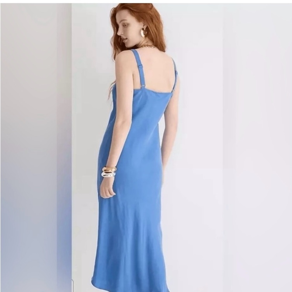 J. Crew Gwyneth Cupro Blue V-Neck Sleeveless Midi Sundress